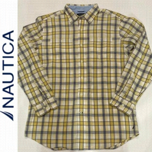 NAUTICA Yellow Blue Plaid Long Sleeve Button Up Shirt Medium​​​​​